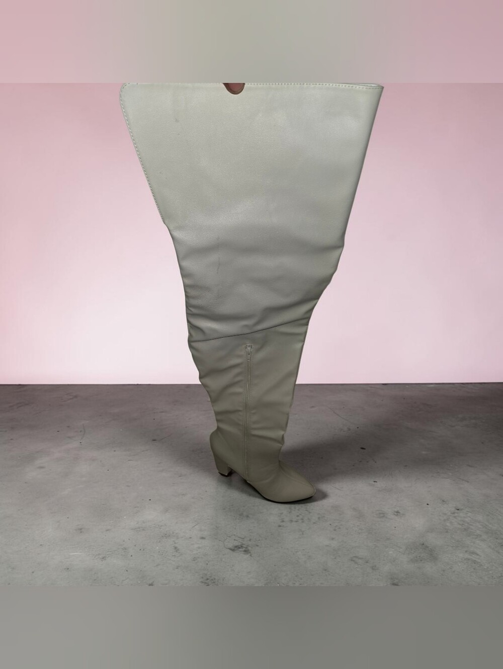 White Thigh High 4in Heel Boots